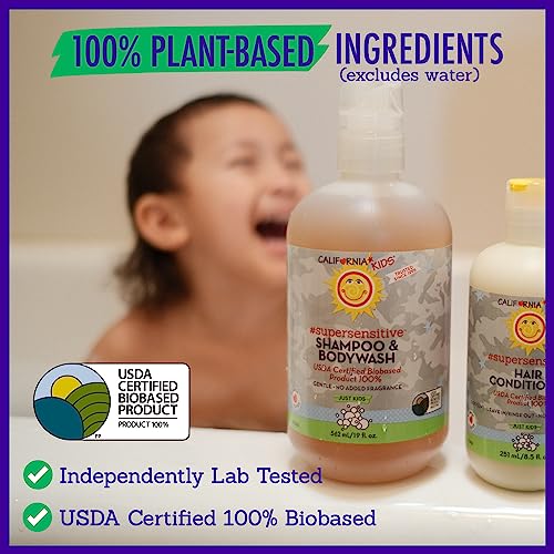 California Kids Shampoo + Body Wash | Super Sensitive Unscented | Gentle Skin Care for Kids + Teens | 100% Plant-Based | Hypoallergenic | 8.5 oz