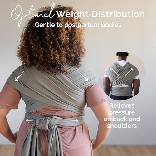 Boba Baby Wrap Carrier – Original Baby Sling Carrier for Newborns (7–35 lbs), Soft, Secure, Hands-Free & Ergonomic, Ideal for Comfortable Bonding, New Parents (Grey)