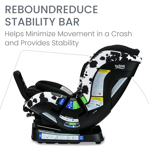 Britax Poplar S Convertible Car Seat, 2-in-1 Car Seat Extended Rear Facing, 17” Slim Car Seat Design with Fast & Easy ClickTight Installation, Anti-Rebound Bar & SafeWash Fabrics — Cowmooflage