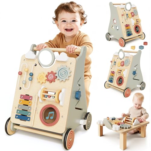 Baby Push Walker with Wheels for 6-12 Months Boys Girls, Walking Toys for 1 Year Old Learning to Walk
