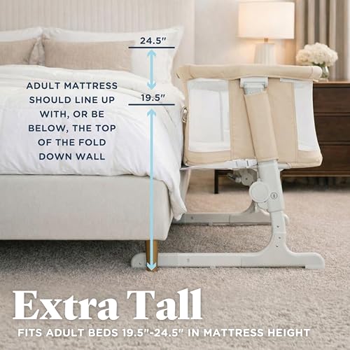 Baby Delight Beside Me Dreamer Bassinet | Bedside Sleeper & Baby Bassinet | 6-Position Height Adjustment | Organic Oat