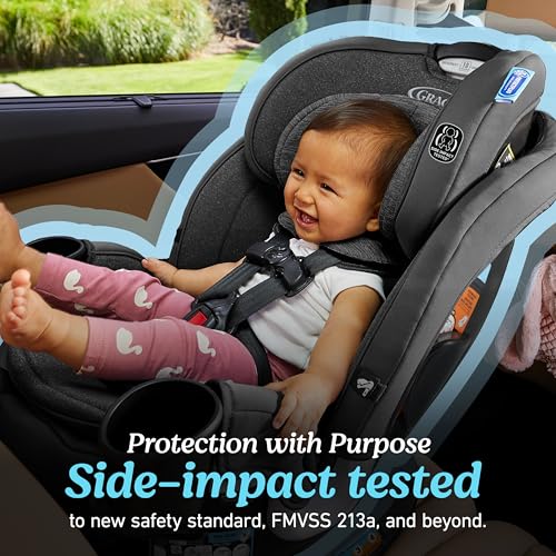 Graco Turn2Me 3-in-1 Rotating Convertible Car Seat, Manchester, Rear-Facing Rotation Only, Forward-Facing Mode, Highback Booster Up to 100 lbs, Adjustable Headrest & Harness, Steel Reinforced Frame