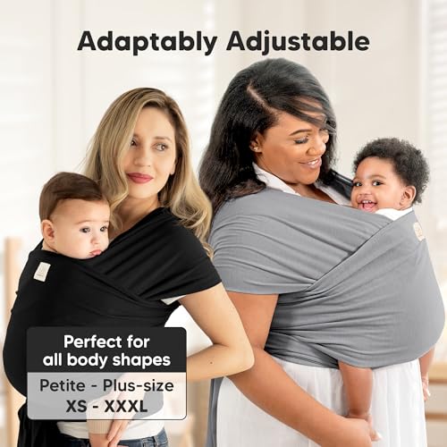 KeaBabies Baby Wrap Carrier - All in 1 Original Baby Carrier Newborn to Toddler Sling, Easy to Wear, Hands Free Bonding, Lightweight, Breathable Infant Wraps (Stone Gray)