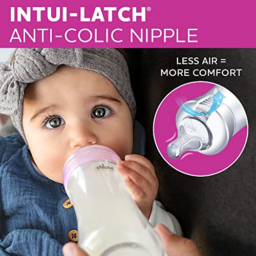 Chicco Duo 9oz Hybrid Baby Bottle, Real Glass Inside, Lightweight Plastic Outside, Patented Invinci-Glass Technology, Intui-Latch Nipple, 2-Pack, Clear/Grey
