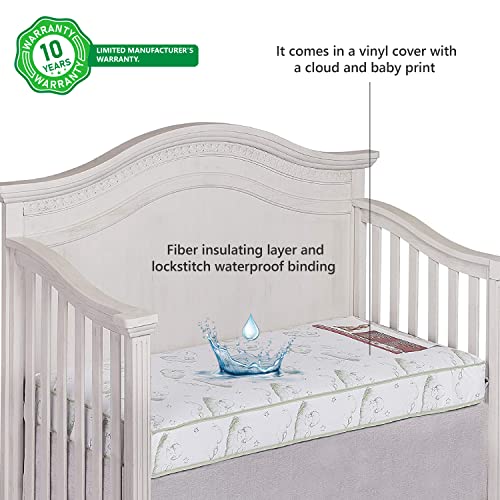 Dream On Me Nirvana Crib Mattress, Inner Spring Coil, Fits Standard Full-Size Cribs & Toddler Beds, Reversible Design, Waterproof Vinyl Cover, GREENGUARD Gold & BSA Certified, 52" x 27" x 6"