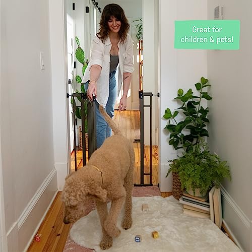 Ingenuity Multi-Use Decorative Extra Tall Walk-Thru Baby Gate, Fits Openings 28.5-48 Inch (Pack of 1), Black Metal, for Doorways and Stairways, 36' Tall Baby and Pet Gate, Black, One Size