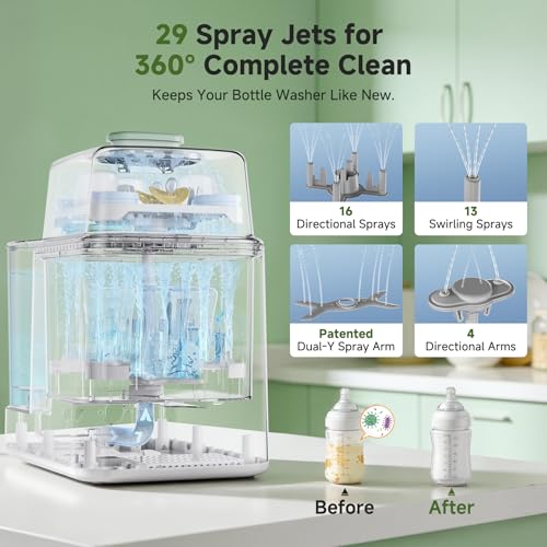 JoyBubba Bottle Washer, Sterilizer & Dryer – 4-in-One Cleaner for Baby Bottles, Pump Parts & Baby Essentials with 3 High-Temp Sterilization Modes, Includes 60 Cleaning Tablets – Saves Time & Effort.