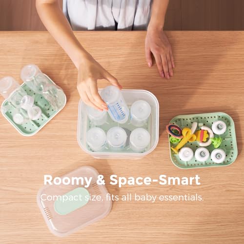 Momcozy Bottle Sterilizer and Dryer, Modular Nesting Space Saving Design, 6 Bottles Capacity, 4 in 1 Compact Sterilizer for Baby Bottles, Breast Pump Parts & Newborn Essentials, Drying Rack Included