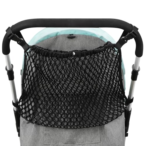 Accmor Universal Stroller Organizer, Polyester Net Mesh Bag Fits for Uppababy, Nuna, Britax, Doona Strollers, Non-Slip Adjustable Stroller Mesh Cargo Net Storage Caddy Accessories