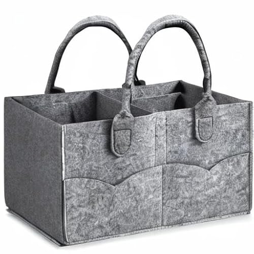 PandaEar Baby Diaper Caddy Organizer, Portable Travel Diaper Organizer, Nursery Caddy Basket with Divided Design