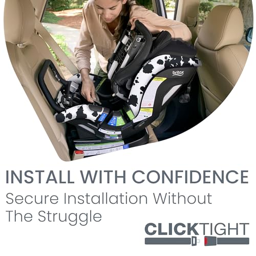 Britax Poplar S Convertible Car Seat, 2-in-1 Car Seat Extended Rear Facing, 17” Slim Car Seat Design with Fast & Easy ClickTight Installation, Anti-Rebound Bar & SafeWash Fabrics — Cowmooflage
