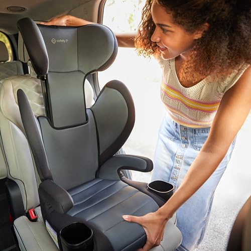 Safety 1st Grow and Go 2-in-1 Booster Car Seat with ComfortWings, Converts High-Back to Backless, 19" Wide, Slim Design, Lightweight, Foldable, Easy-Clean, Cup Holders, 40-100 lbs, Crushed Grape