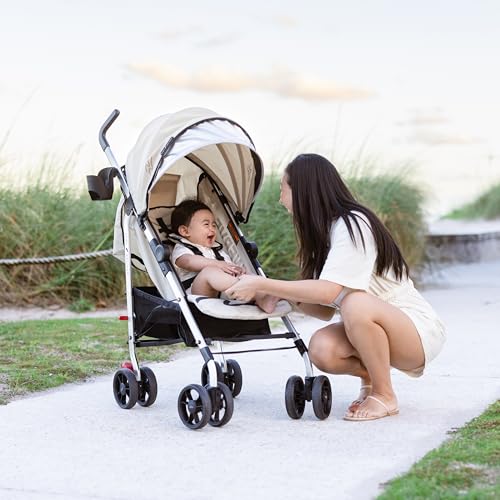 Baby Delight | Swerve Stroller | Lightweight | for Travel & Everyday | Multi-Position Recline | Compact Fold | Extra Storage | Tan