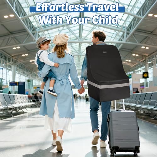 Padded Car Seat Travel Bag For Airplane: Backpack Car Seat Cover for Air Travel, Carseat Bag With Shoulder Strap for Infant Car Seats, Boosters & Carriers, Flying Accessories For Gate & Baggage Check