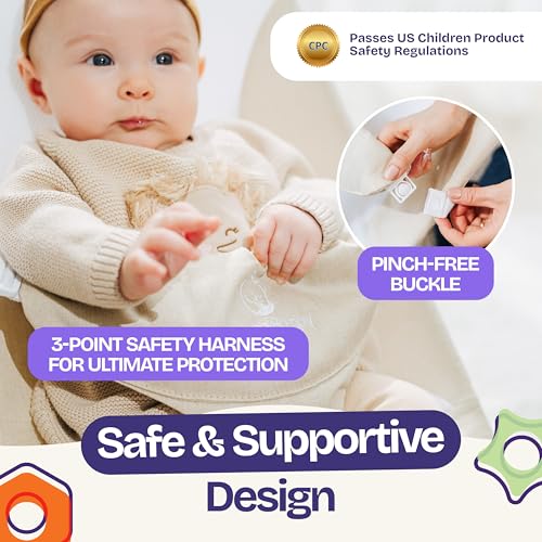 ComfyBumpy Ergonomic Baby Bouncer Seat - Safe, Portable Bouncing Chair with 3 Adjustable Height Positions - Infant Bouncy Seat Perfect for 8-20lbs Babies (Oatmeal)