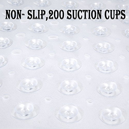YINENN Bath and Shower Safety Mats 40x16 inch, Non Slip with Suction Cups for Bathroom Stall and Tub Floor, Extra Large and Machine Washable, Drain Holes Keep Bathtub Clean, Clear