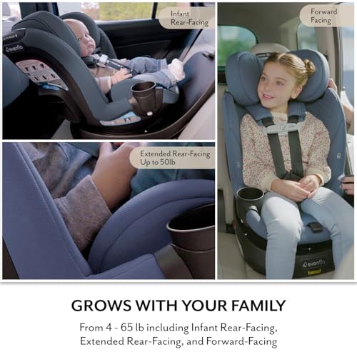 Evenflo Revolve360 Slim 2-in-1 Rotating Car Seat with Green & Gentle Fabric (Travertine)