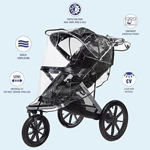Jeep Jogging Stroller Weather Shield, Baby Rain Cover, Universal Size to fit most Jogging Strollers, Waterproof, Windproof, Ventilation,Protection, Pram,Vinyl, Clear, Plastic