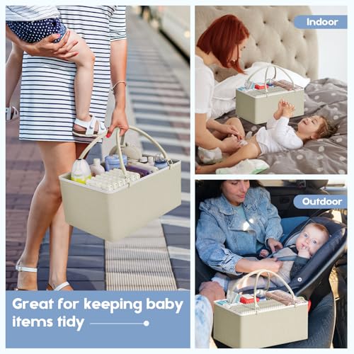 Cidaziya 2In1 Baby Diaper Caddy Organizers and Storage, 3 Tier Rolling Cart with Dividers and Drawers, Mobile Utility Cart Baby Dresser Clothes Organizer for Changing Table, Crib Nursery, Bedroom