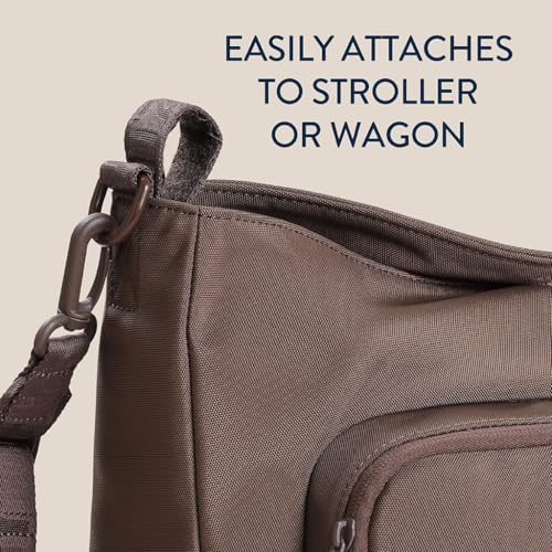 Itzy Ritzy Belong Cargo Caddy for Strollers & Wagons – Convertible Stroller Organizer and Crossbody Bag With Adjustable & Removable Strap, Bottle Holders, Smart Storage Pockets & Secure Straps (Mocha)