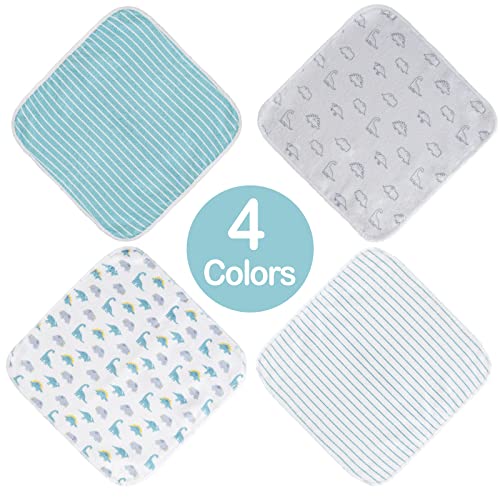Viviland Baby Washcloths, 24Pack Baby Wash Cloths for Newborn, Baby Towels and Infant Bath Face Washcloths for Boys Girls Super Soft Absorbent, Gentle on Sensitive Skin Body, 9x9 Dinosaur