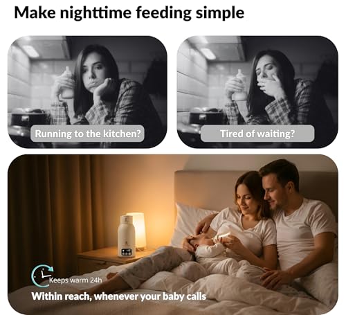 Portable Bottle Warmer 17oz – Baby Bottle Warmer for Breast Milk & Formula, Fast Heating with Smart Temperature Control, Long Battery Life, Cordless for Travel, Car & Outdoor Baby Feeding