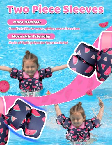 Vvinca Toddler Swim Vest for Kids 13-30lbs Boys Girls Puddle Kid Jumper Toddlers Pool Floaties Jacket with Adjustable Crotch Strap Sleeves Shoulder for 1 2 3 Years Old Baby Infant Learn to Swimming