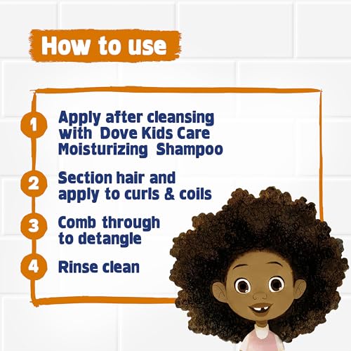 Dove Kids Shampoo & Conditioner Set with Shea Butter & Coconut Oil + 2-in-1 Detangler Spray, “Hair Love” Wavy, Coily, Curly Hair Products for Kids