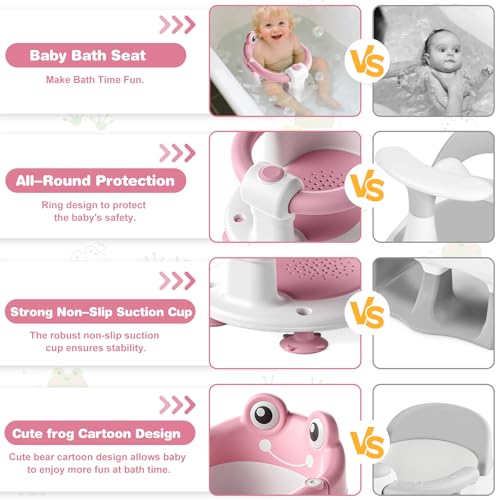 Baby Bath Seat for Babies 6 Months & up Non-Slip Toddler Bath Seats for Sitting Up Infant Bathtub Chair with Suction Cups and Soft Cushion for Baby Shower Tub Seat