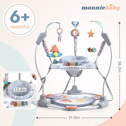 Baby Activity Center, Baby Jumper Activity Center with Music, Interactive Toys, 360° Rotating Seat, 3 Adjustable Heights, Infant Activity Jumper for 6+ Months (Gray Forest)