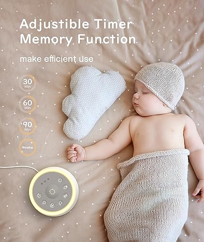 Dreamegg D1 Sound Machine Baby - White Noise Machine for Baby with Night Light, 24 High Fidelity Sounds, Timer & Memory Feature, Noise Machine with Nursery Lamps for Adults, Home, Office (White)
