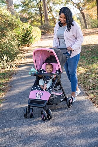 Disney Baby Minnie Mouse Simple Fold LX Travel System, Lift to fold compactly in Less Than a Second for Easy Storage; self-Standing When Folded, Minnie Dot Party