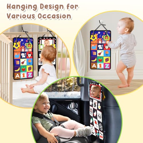 URMYWO Tummy Time Toys - Black and White High Contrast Baby Toy for Newborn - Baby Visual Stimulation Mirror - Montessori Sensory Crinkle Toy for Infant 0-3-6-12 Months - Boy Girl Shower Gifts