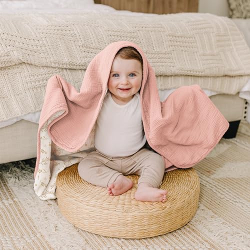 Konssy Muslin Baby Blankets, Super Soft 100% Cotton Crib Blanket