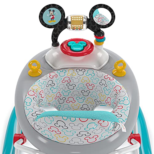 Bright Starts Disney Baby Mickey Mouse Original Bestie 2-in-1 Baby Activity Walker - Easy Fold Frame and Removable -Toy Station, 6 Months and up