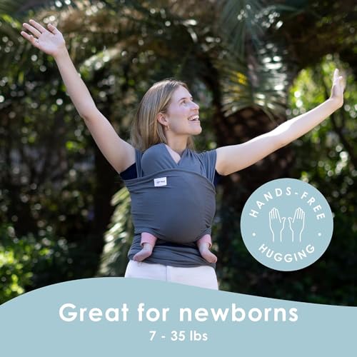 Sleepy Wrap Baby Carrier Newborn to Toddler 7-35 lbs - Lightweight, Breathable Baby Wrap Carrier - Stretchable, Ergonomic Baby Sling Carrier for Hands Free Support and Bonding (Dark Gray)