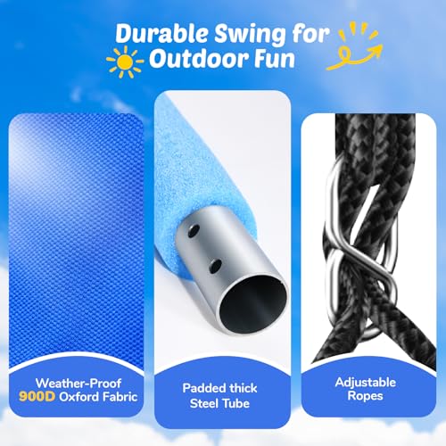 Trekassy Saucer Swing with Frame for Kids Outdoor, 440lbs Swing Set with Heavy Duty Metal Stand for Backyard, Outdoor Kids Play Equipment (Patented)