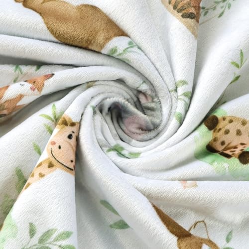 BORITAR Baby Blanket for Boys Girls Soft Plush Minky Fabric with Dotted Backing, Lovely Woodland Design Blanket for Toddler Newborn 30 x 40 Inch(75x100cm)
