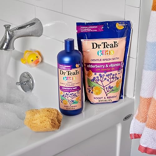 Dr Teal's Kids 3-in-1 Elderberry Bath: Bubble Bath, Body Wash & Shampoo, 20 fl oz