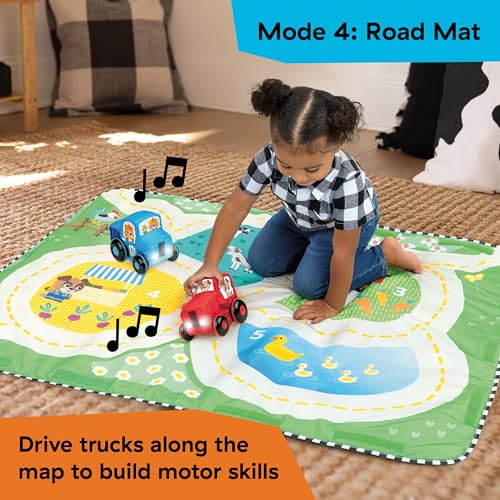 Baby Einstein Busy Barnyard Grow with Me Baby Play Gym - Extra Large Soft Play Mat with 8 Removable Toys Including 30+ Songs & Sounds to Support Motor Skills, Ages 0+ Months
