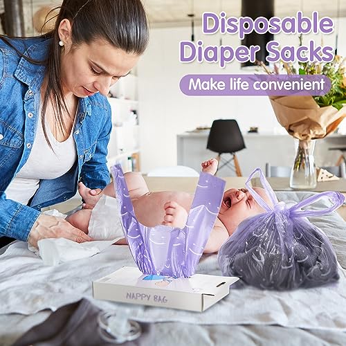 Colarr 1600 Count Baby Disposable Diaper Bags Scented Diaper Sacks with Tie Handle Disposal Trash Sacks Pet Dog Poop Cat Litter Clump Waste Bags Refill(Purple)