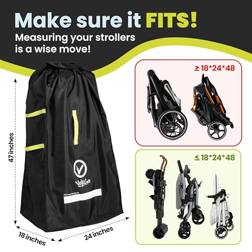 V VOLKGO Super Extra Large Stroller Bag for Airplane with Padded Backpack Shoulder Straps, Double Stroller Cover for Air Travel, Jogger & Carrier - Fits All, Gate Check Bag, Waterproof Travel Cover.