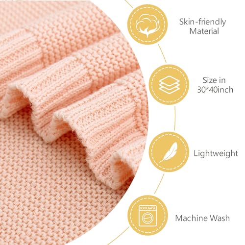 Personalized Custom Knit Baby Blanket w/Embroidered Name, 40 * 30 inch, Handmade Cotton Nursery Blankets, Customized Receiving Newborn for Boy Girls Kids, Birthday Christmas