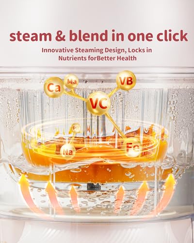 AMZCHEF Baby Food Maker with Auto Steam & Blend, 9-in-1 Baby Puree Maker with Food-grade glass, BPA-Free & Easy Cleaning, Touch Screen, Dishwasher Safe, Off-white