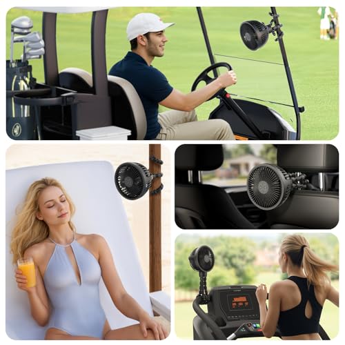 GUSGU Mini Portable Handheld Fan USB Rechargeable Battery Operated, Stroller Fan with Flexible Tripod Clip on for Baby (Jet Black)