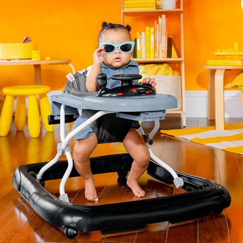 Bright Starts Ford Bronco 4-in-1 Blue Grey Baby Activity Center & Push Walker with Removable Interactive Steering Wheel -Toy, 6 Months and up
