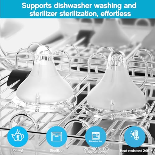 Silicone Bottle Nipples Compatible with Pigeon Bottles, Replacement Soft Nipple for Baby 1+ Months, Anti-Colic, BPA-Free, Slow Flow, Size S, 4-Pack