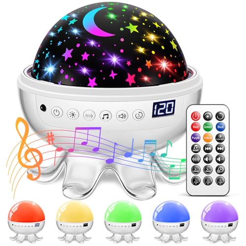 Baby Sound Machine Baby Night Light Projector with Star, 30 Soothing Sounds White Noise Machine for Sleep, 31 Color | 4 Films Sleep Trainer, Remote+Timer+3 Brightness Sensory Light for Autism Toys