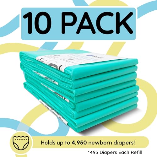 Reli. Diaper Pail Refill Bags Compatible with Dekor Classic (10 Pack) | Diaper Trash Bags with Odor Control | Powder Scent | Strong Liners | Holds 4950 Diapers | Refill Replacement