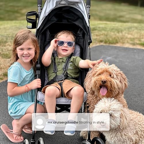 Jeep AdventureGlyde Stroller by Delta Children - Lightweight Travel Stroller with Smoothest Ride & Compact Fold, 3-Position Recline, Extra Large Storage Basket, Black/Grey